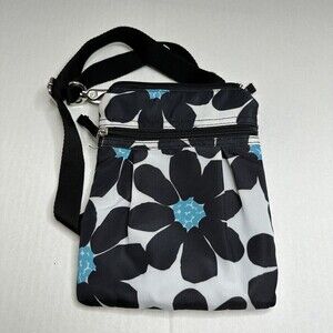 Mixed Bag Designs Black WhiteCrossbody Bag w/ Silver Colored Hardware